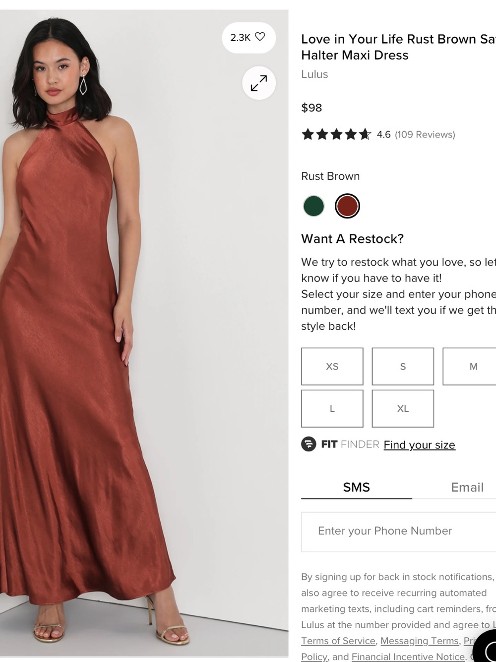 Lulus Love In Your Life Rust Brown Satin Halter Back Slit Backless Maxi Dress - Picture 13 of 13